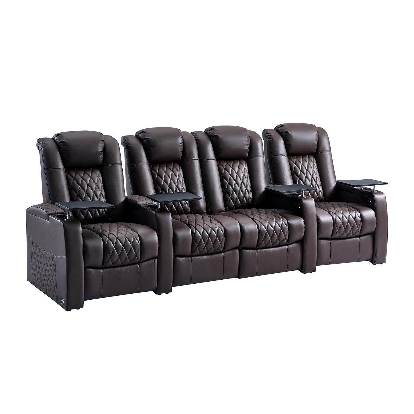 comfiroom Top-Grain Leather Home Theater Seating, Dual-Motor Power Recliner | Classic Series Black Zero Gravity Motorized Theater Chair with USB-C Charging, Adjustable Headrest, Tray Table, Row of 1