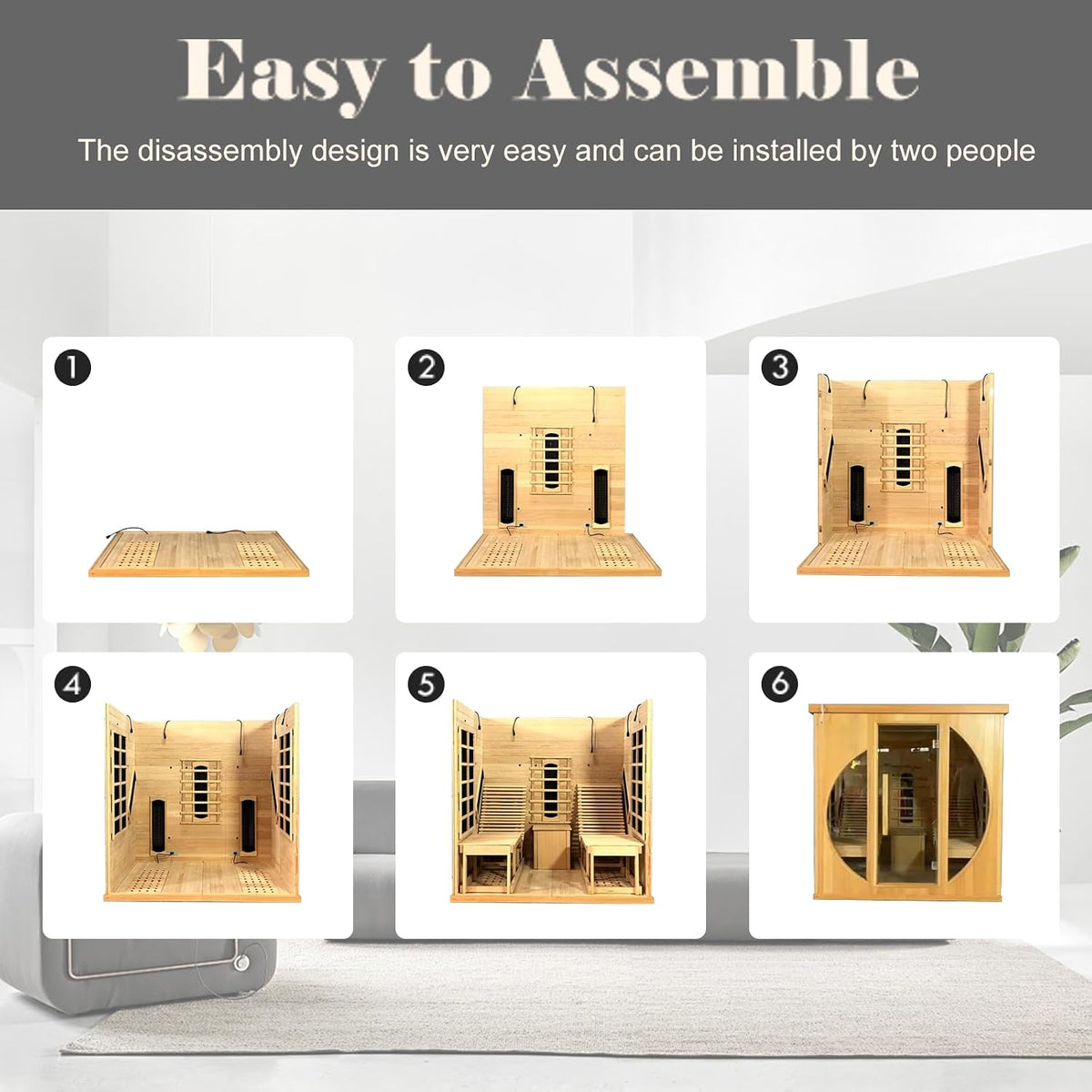 2 Person Infrared Saunas for Home with Recliner, 220V Traditional Sauna for Indoor Use, Canadian Ceder, Full Spectrum Sauna with 9 Heating Panels (Cedar)