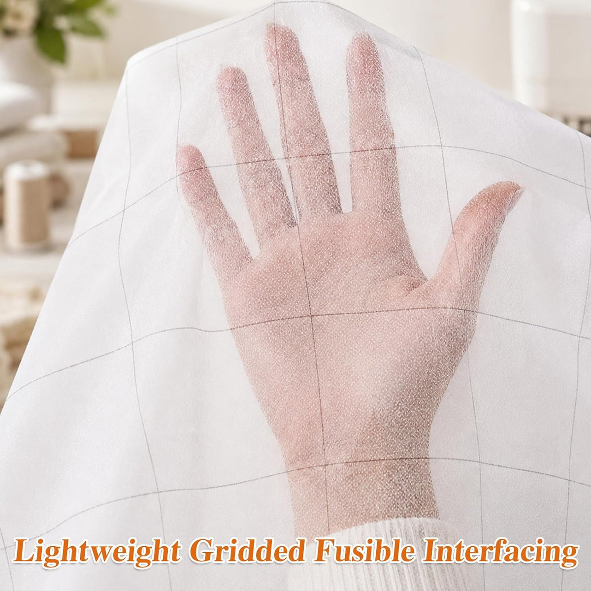 Fusible Interfacing for Sewing 2.5 Inch Grid Iron on Interfacing, White