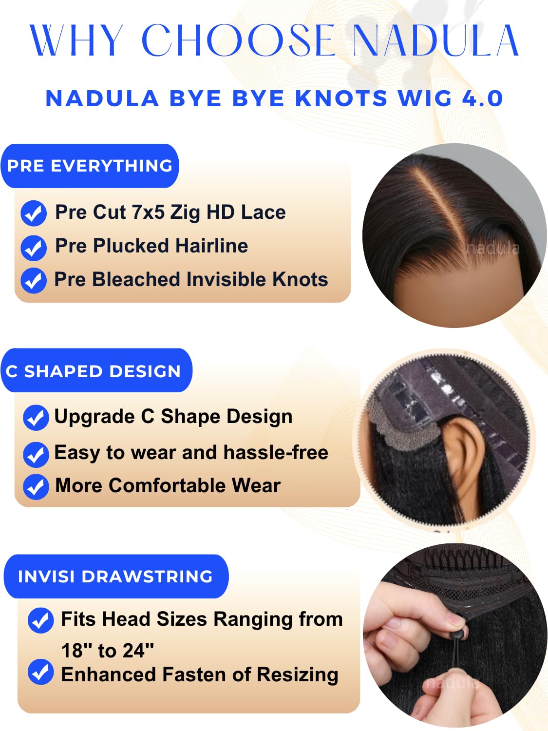 Nadula 13x4 HD Ombre Brown Wavy Bob Drawstring Wig Human Hair with Blonde Face Framing Layers Bangs,Pre Everything Glueless No Slip Wig Pre Plucked Ready to Wear Short Highlight Wavy Bob Wig 10inch