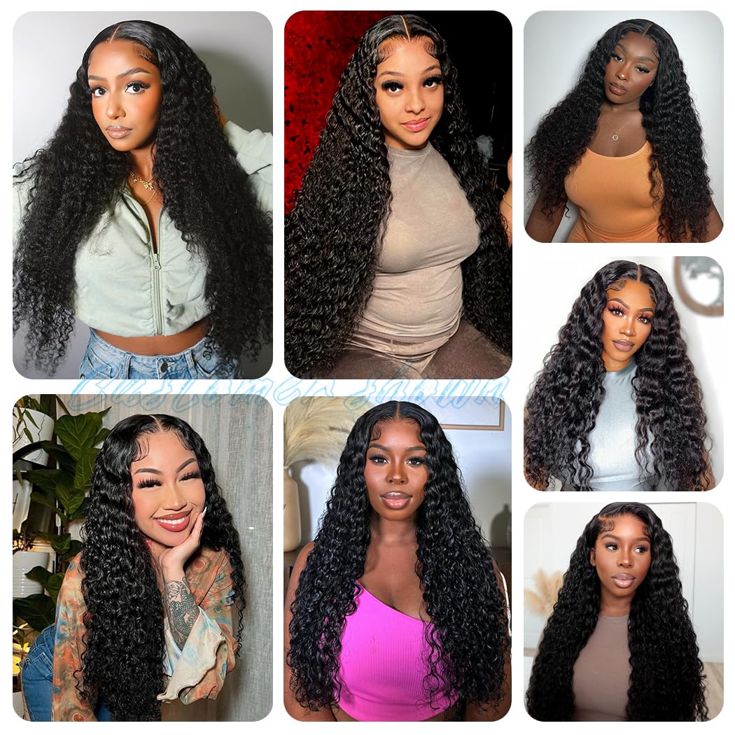 7X5 Deep Wave Wear And Go Glueless Wigs Human Hair Pre Plucked Pre Cut Hd Lace 210 Density Deep Wave Lace Front Wigs Human Hair 26 Inch Drawstring Curly Human Hair Wig For Women Beginner Friendly