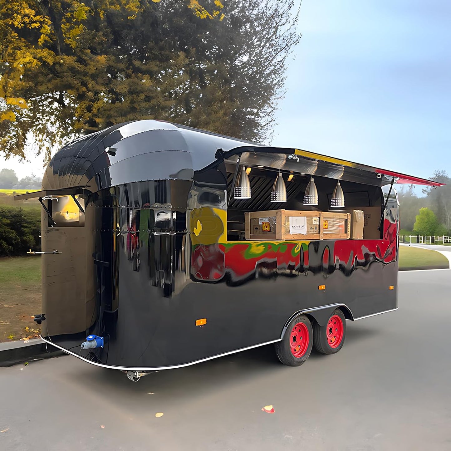 Multifunction Stainless Steel Design Food Trailer Fully Equipped Mobile Snack Food Truck with Full Kitchen Food Concession Trailers for Sale Food Truck Equipment