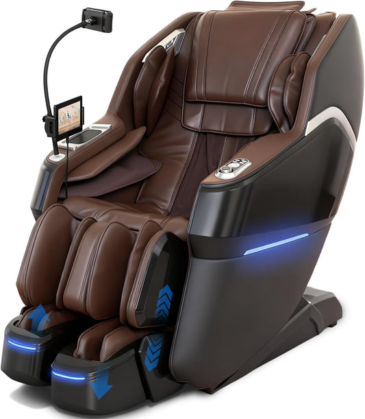 4D Massage Chair Full Body with Space Walk & Ankle Stretch, 2026 Zero Gravity 55“ SL-Track Shiatsu Massage Chair Recliner, Electric Calfrest Extension & Foot Rollers, AI Voice Control S002 Black