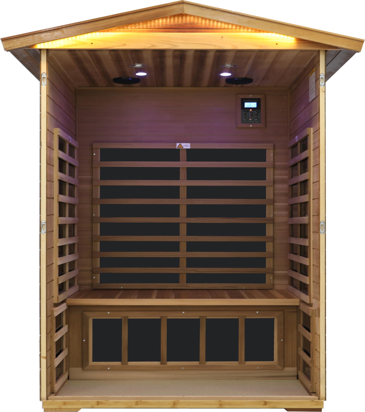 LTCCDSS Ultra-Low EMF Outdoor Infrared Sauna 2 Person, Composite Wood Far Infrared Sauna for Home, EMF 0.1-1mG, Bluetooth & Chromotherapy