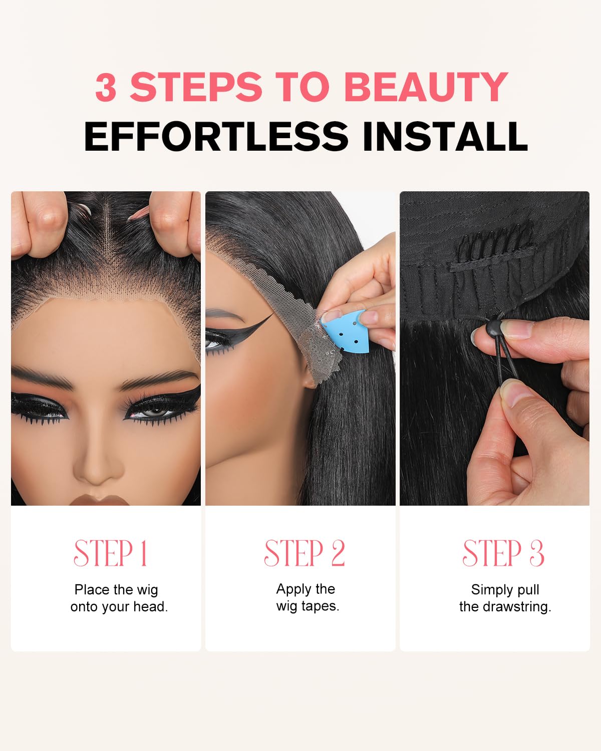 Pull Go 13x6 Drawstring Highlight Lace Front Wigs Human Hair Ombre Honey Blonde 210 Density Skinlike HD Full Lace Frontal Glueless Wigs Human Hair Pre Plucked Pre Cut Straight Balayage Wig 18 Inch