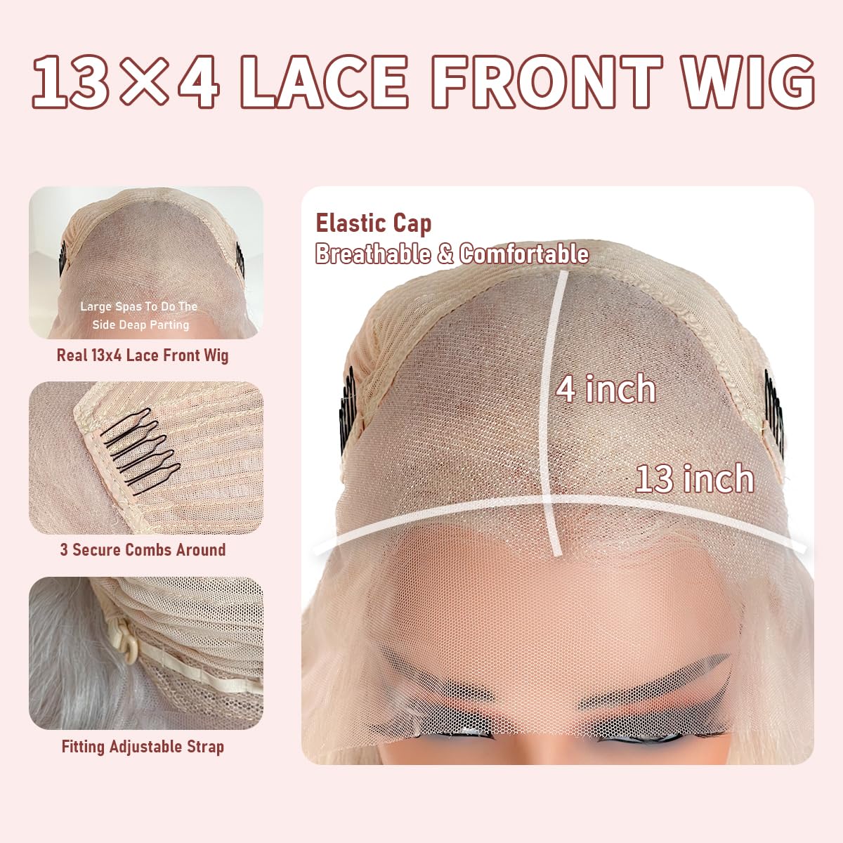 Ash Blonde Wig Human Hair 13x4 Glueless Lace Front Bob Wig 12" | 220% Density Double Drawn 15A Remy Brazilian Human Hair Wig Soft & Full Wear Go HD Pre cut Lace Pre plucked Natural Hairline