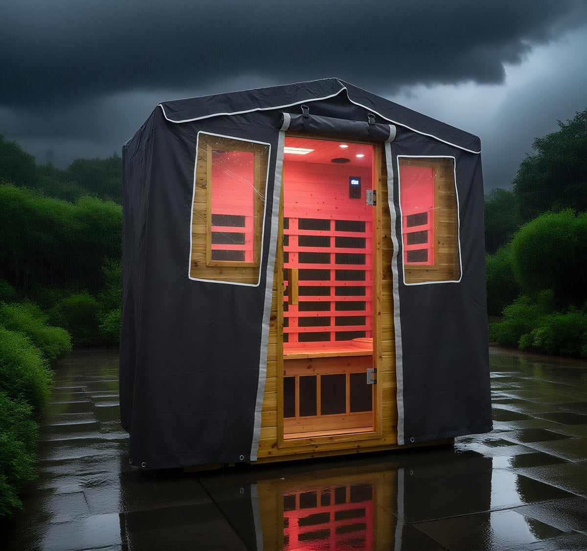 LTCCDSS Full Spectrum Outdoor Sauna 4 Person, Far Infrared, Low EMF, Chromotherapy & Bluetooth