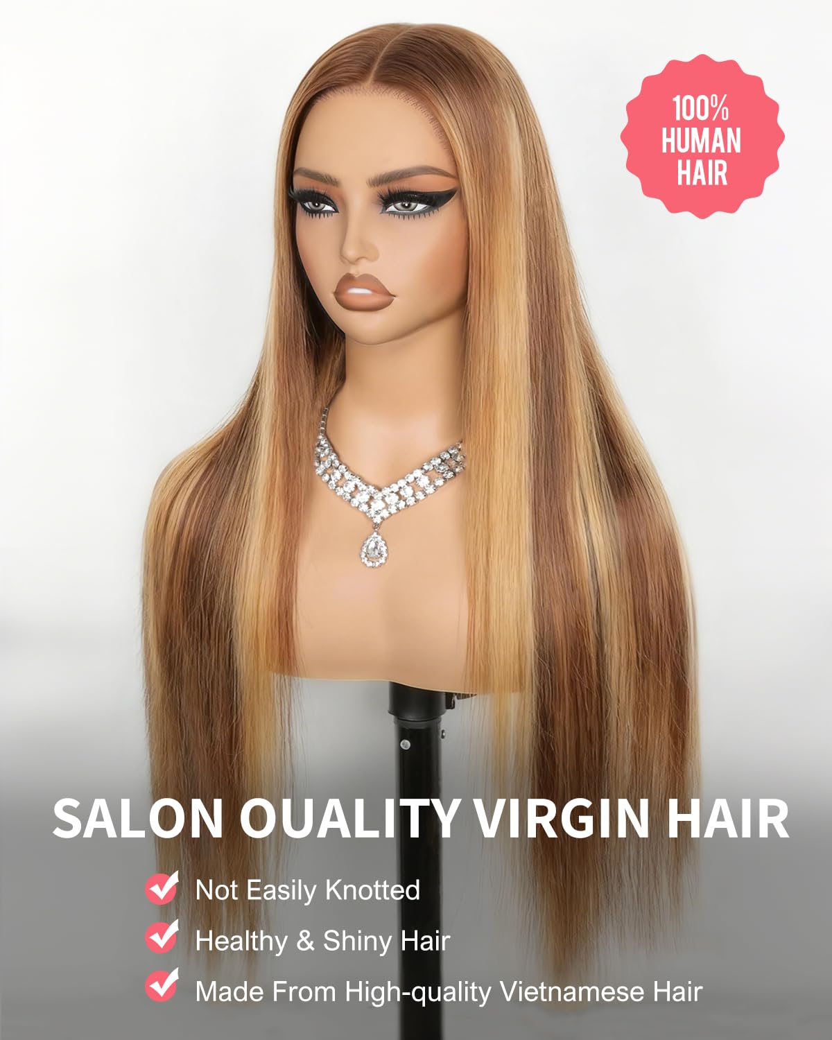 Pull Go 13x6 Drawstring Highlight Lace Front Wigs Human Hair Ombre Honey Blonde 210 Density Skinlike HD Full Lace Frontal Glueless Wigs Human Hair Pre Plucked Pre Cut Straight Balayage Wig 18 Inch
