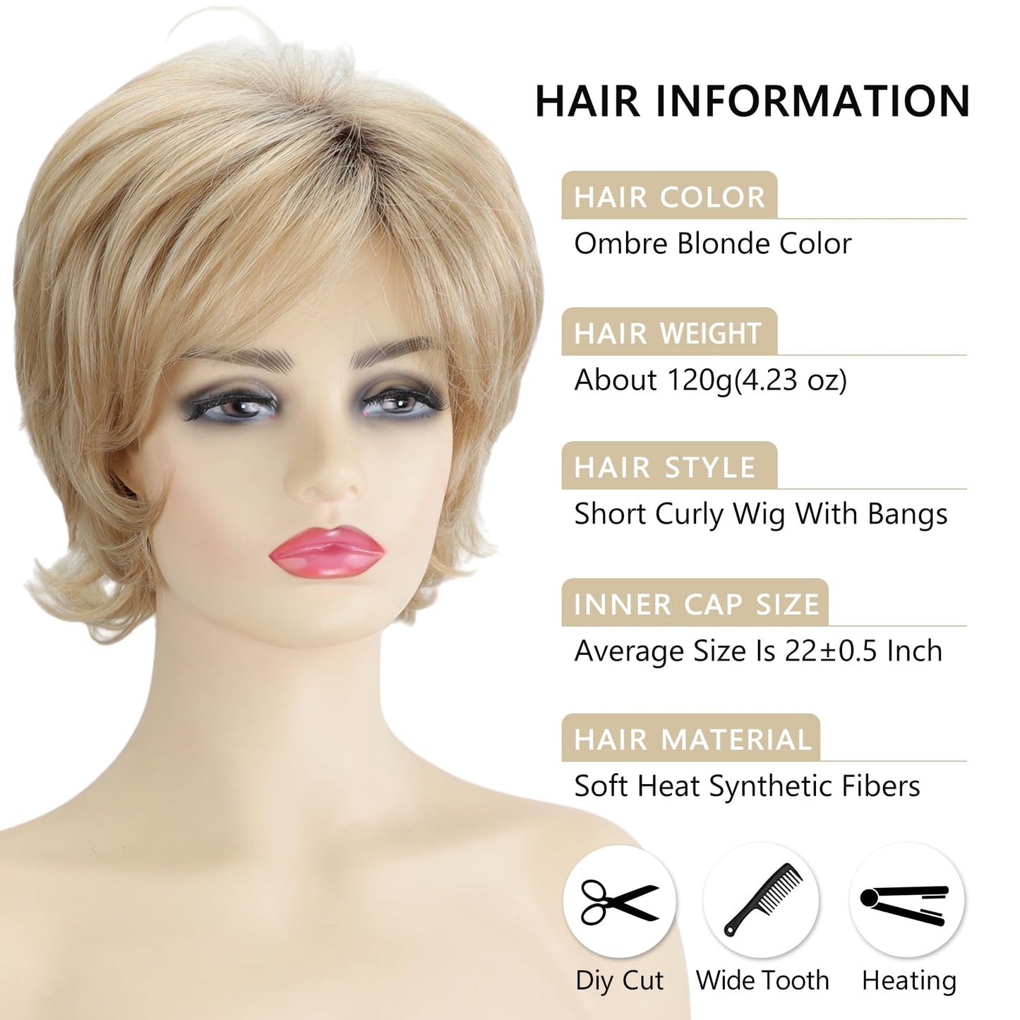 TISHINING Short Grey Curly Wigs for White Women Layered Silver Gray Pixie Cut Synthetic Full Wig with Bangs Natural Looking Daily Party Wigs for Older Women