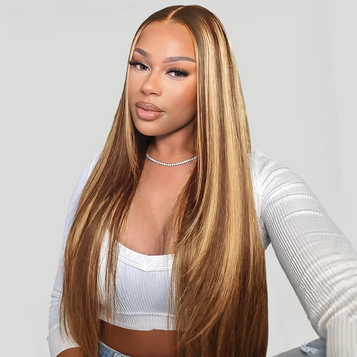 Pull Go 13x6 Drawstring Highlight Lace Front Wigs Human Hair Ombre Honey Blonde 210 Density Skinlike HD Full Lace Frontal Glueless Wigs Human Hair Pre Plucked Pre Cut Straight Balayage Wig 18 Inch