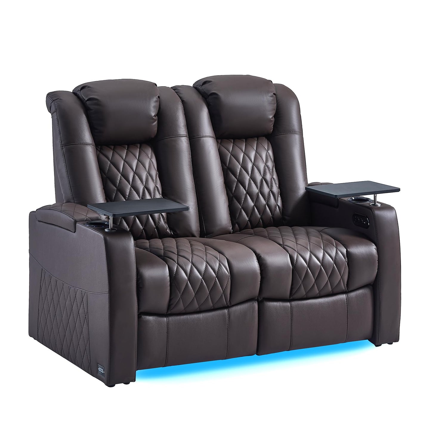 comfiroom Top-Grain Leather Home Theater Seating, Dual-Motor Power Recliner | Classic Series Black Zero Gravity Motorized Theater Chair with USB-C Charging, Adjustable Headrest, Tray Table, Row of 1