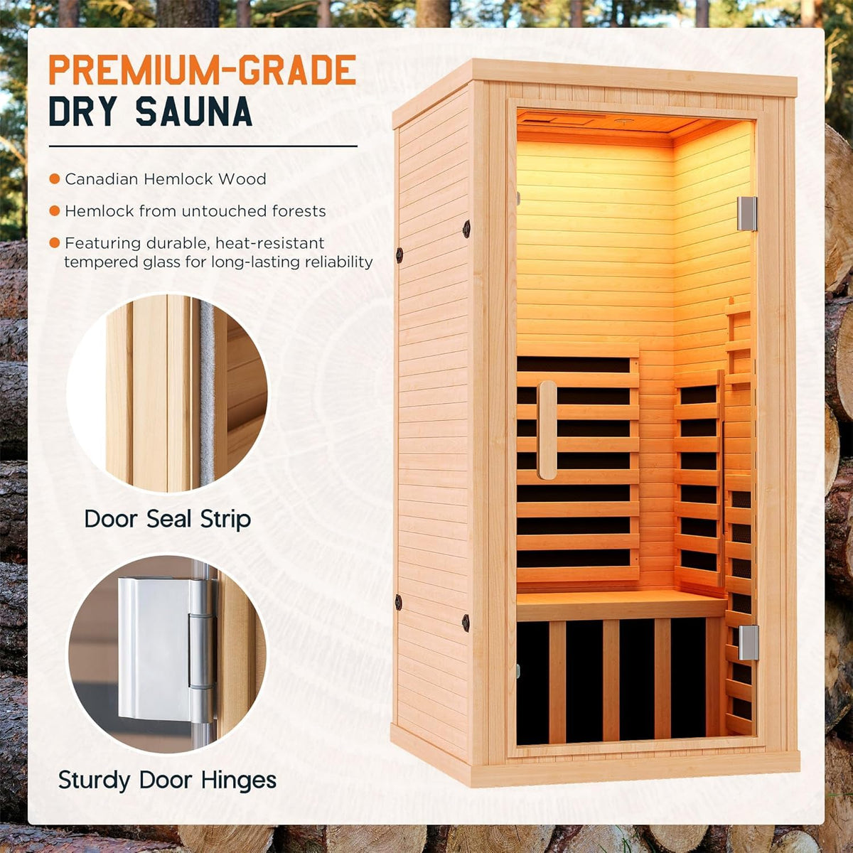 Albott 4 Person Infrared Sauna with 7-Color Light Therapy, Low EMF 2145W