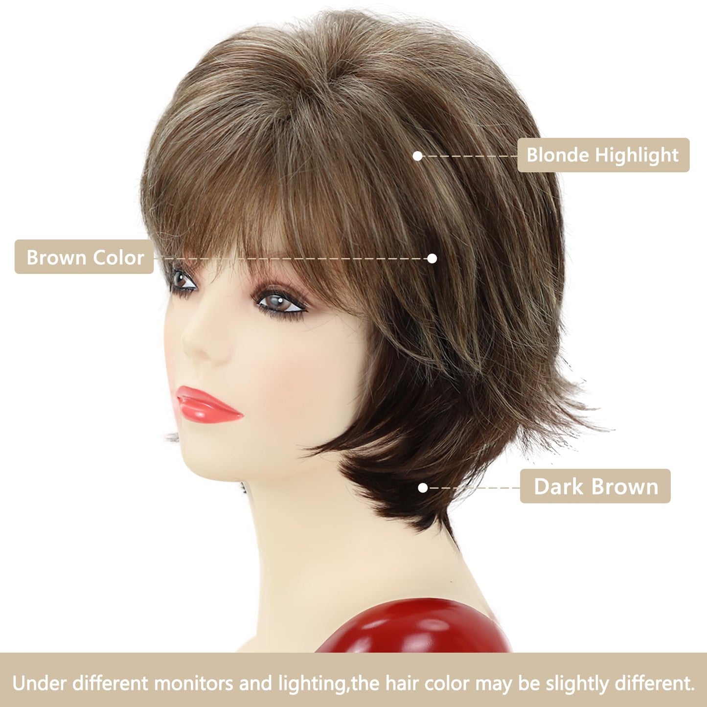 TISHINING Short Grey Curly Wigs for White Women Layered Silver Gray Pixie Cut Synthetic Full Wig with Bangs Natural Looking Daily Party Wigs for Older Women