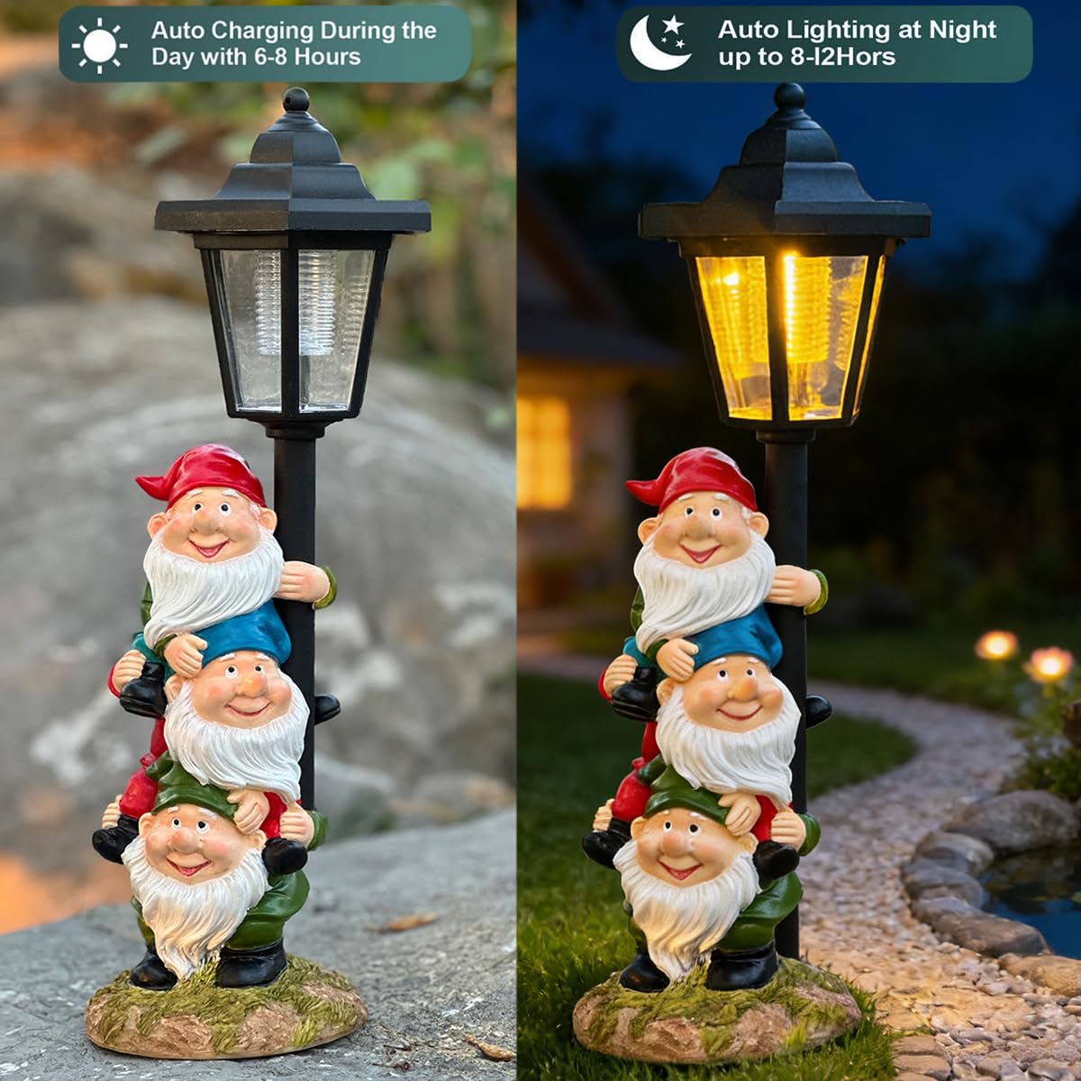 Solar Frog Garden Statue, Outside Frog Statue Gift - Outdoor Solar Garden Figurines Decorative Art Housewarming Gift Suitable for Balcony, Courtyard, and Lawn Decor