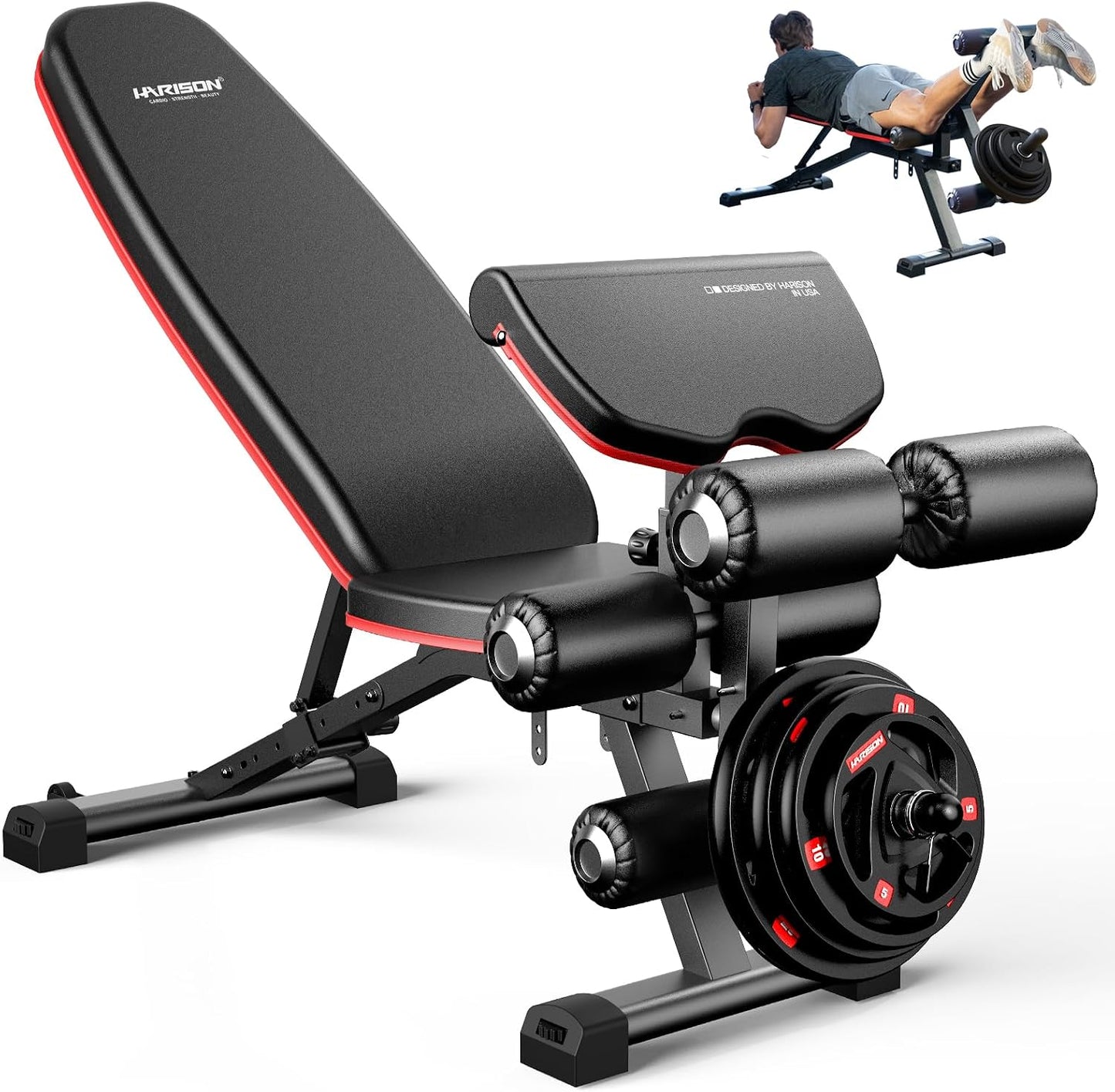 Adjustable Weight Bench, Bench1000 MAX Heavy Duty Workout Bench Press with Leg Extension and Preacher Pad for Home Gym Strength Training, Flat Incline Decline Sit Up Bench
