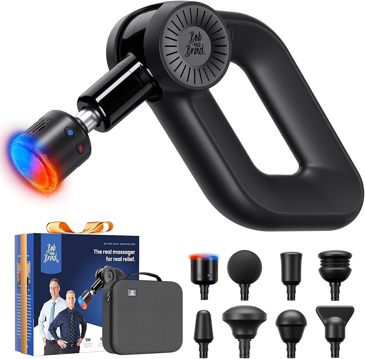 BOB AND BRAD D6 Pro Max+ Massage Gun with Heat and Cold, Powerful Deep Tissue Percussion Massager with 16mm Amplitude, Professional Muscle Massager Gun for Athletes, Quiet Electric Handheld Massager