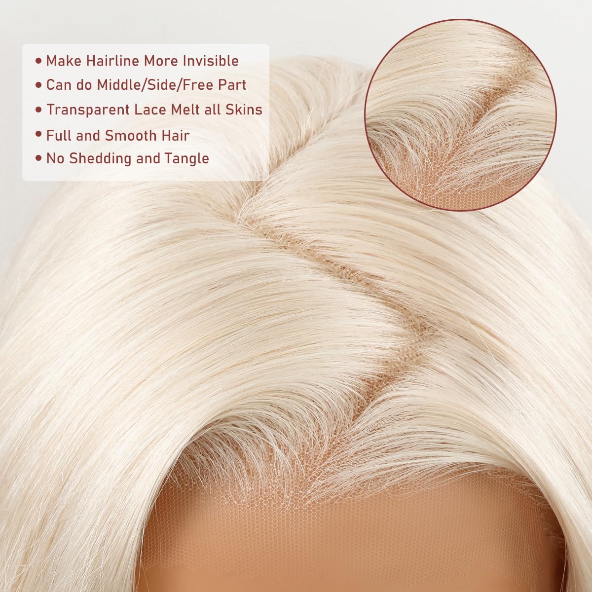 Ash Blonde Wig Human Hair 13x4 Glueless Lace Front Bob Wig 12" | 220% Density Double Drawn 15A Remy Brazilian Human Hair Wig Soft & Full Wear Go HD Pre cut Lace Pre plucked Natural Hairline