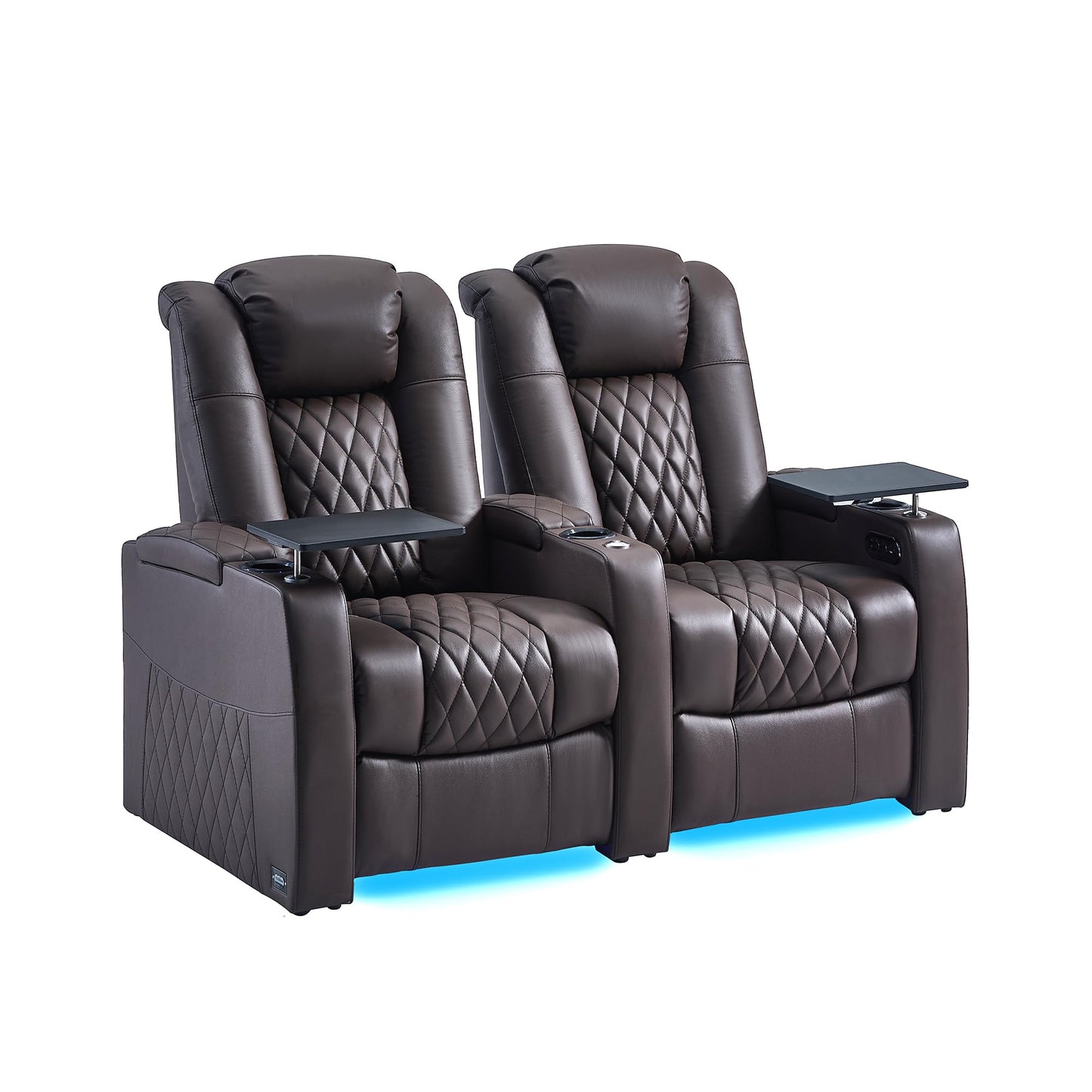 comfiroom Top-Grain Leather Home Theater Seating, Dual-Motor Power Recliner | Classic Series Black Zero Gravity Motorized Theater Chair with USB-C Charging, Adjustable Headrest, Tray Table, Row of 1