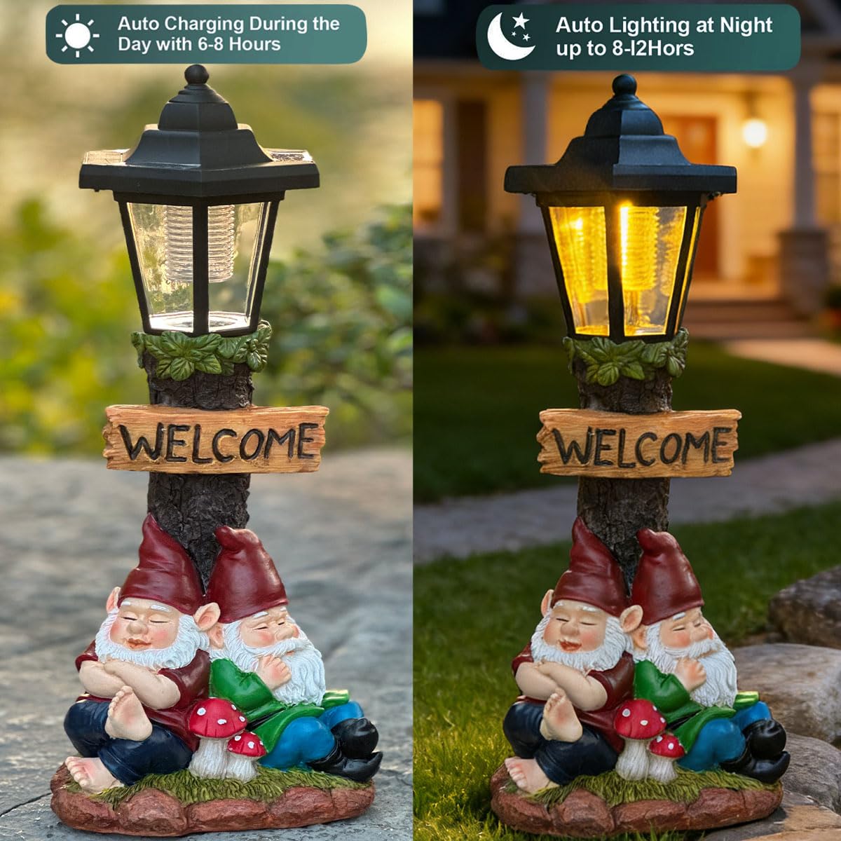 Solar Frog Garden Statue, Outside Frog Statue Gift - Outdoor Solar Garden Figurines Decorative Art Housewarming Gift Suitable for Balcony, Courtyard, and Lawn Decor