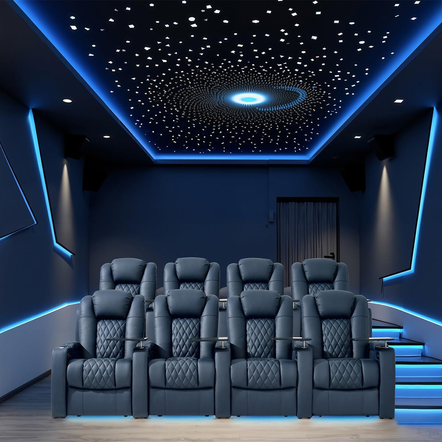comfiroom Top-Grain Leather Home Theater Seating, Dual-Motor Power Recliner | Classic Series Black Zero Gravity Motorized Theater Chair with USB-C Charging, Adjustable Headrest, Tray Table, Row of 1