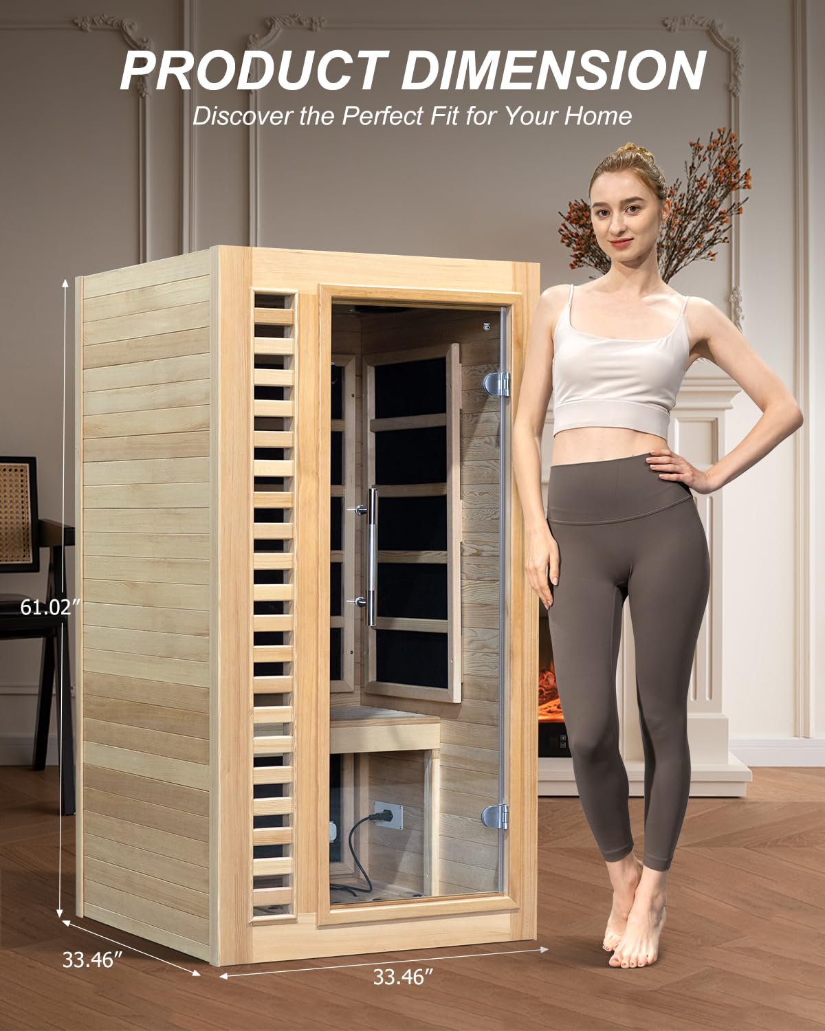 2 Person Infrared Saunas for Home with Recliner, 220V Traditional Sauna for Indoor Use, Canadian Ceder, Full Spectrum Sauna with 9 Heating Panels (Cedar)