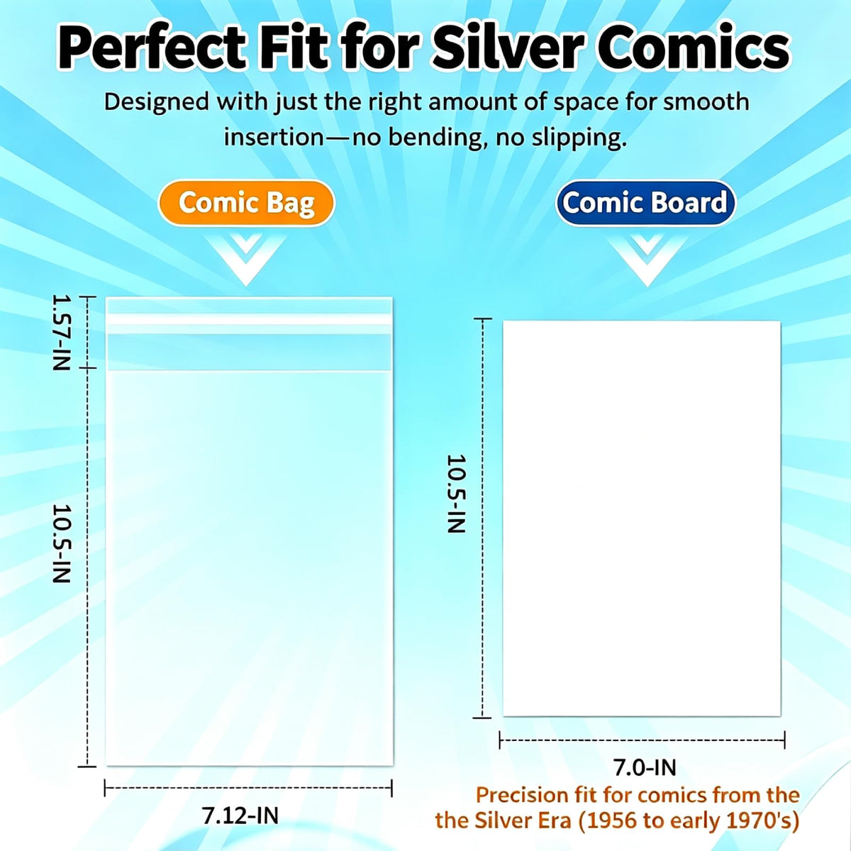 KKU 200 Pack Current Comic Book Bags and Boards, Clear Resealable Sleeves