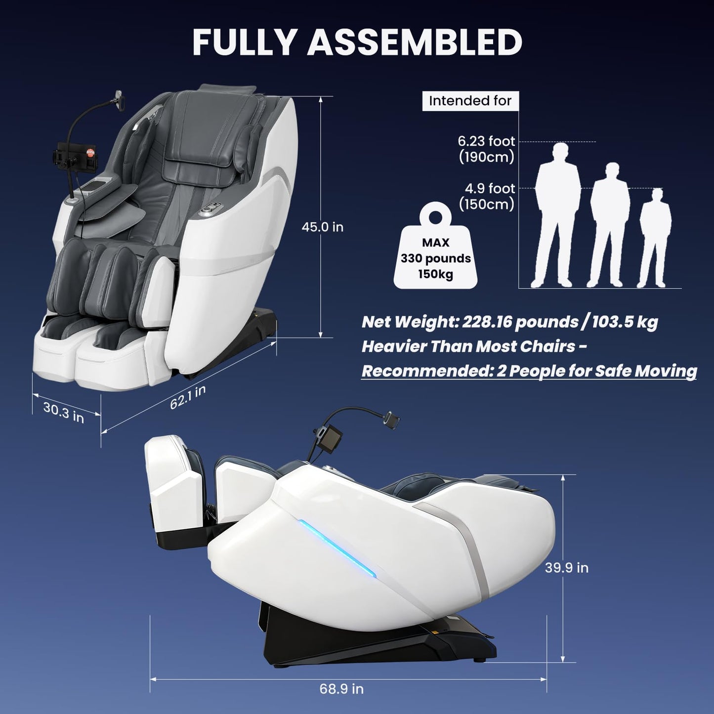4D Massage Chair Full Body with Space Walk & Ankle Stretch, 2026 Zero Gravity 55“ SL-Track Shiatsu Massage Chair Recliner, Electric Calfrest Extension & Foot Rollers, AI Voice Control S002 Black