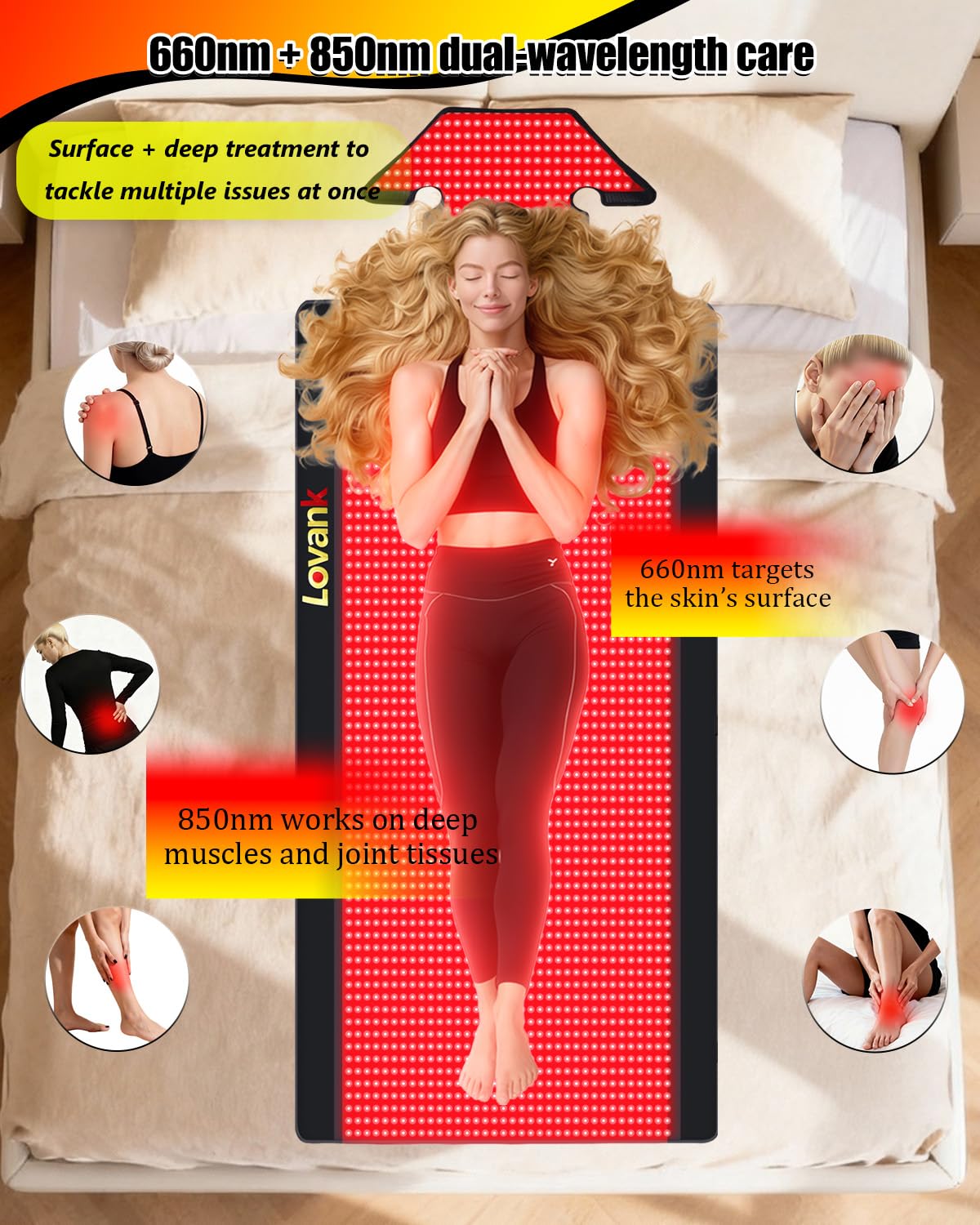 Red Light Therapy Mat Full Body 83" x 33", 2710 LEDs, 660&850nm | Easy-Clean TPU, 3 Light Modes, 5 Intensity Levels, Skin-Friendly for Everyday Home Use
