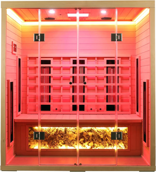 3-Person Infrared Sauna with Red Light Therapy
