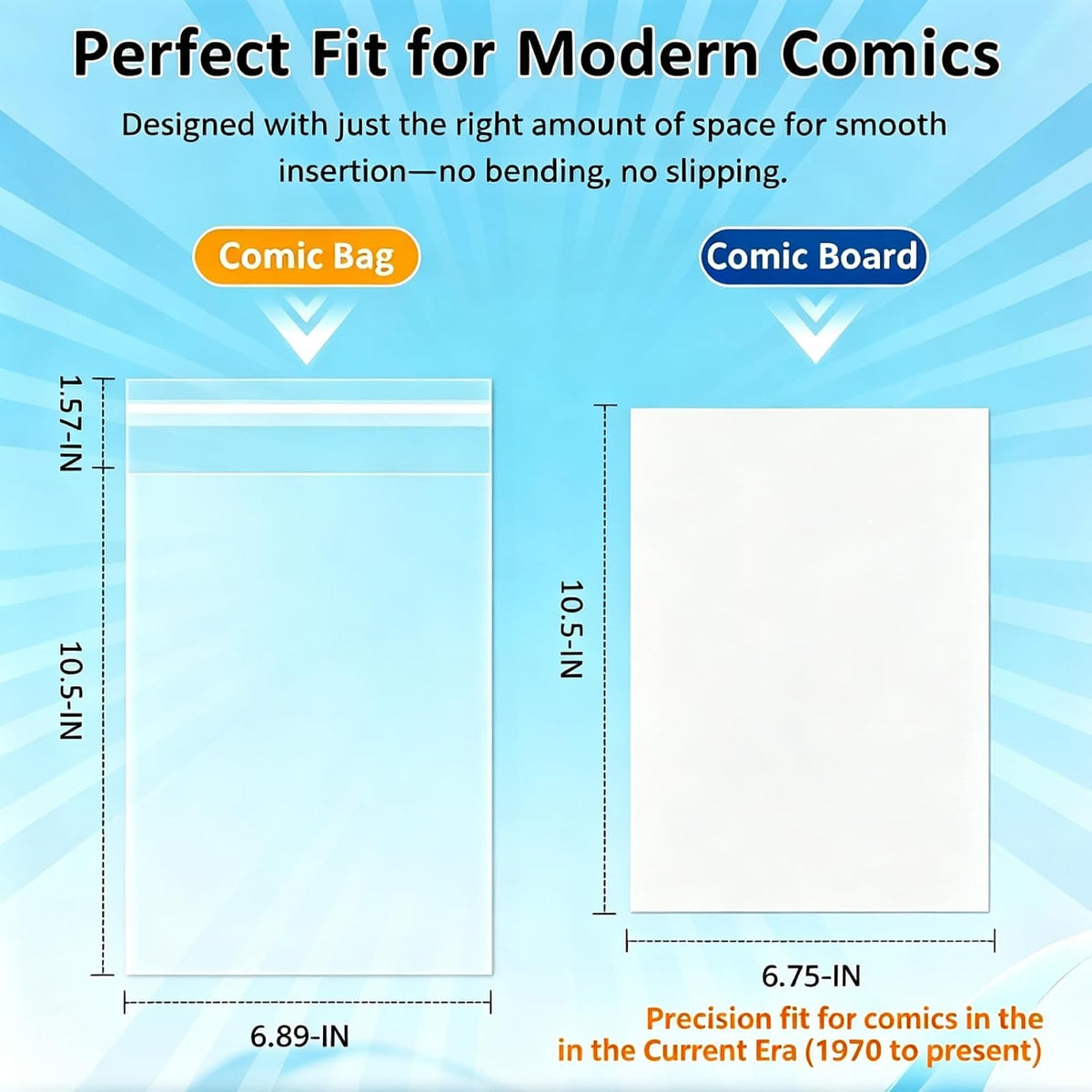 KKU 200 Pack Current Comic Book Bags and Boards, Clear Resealable Sleeves