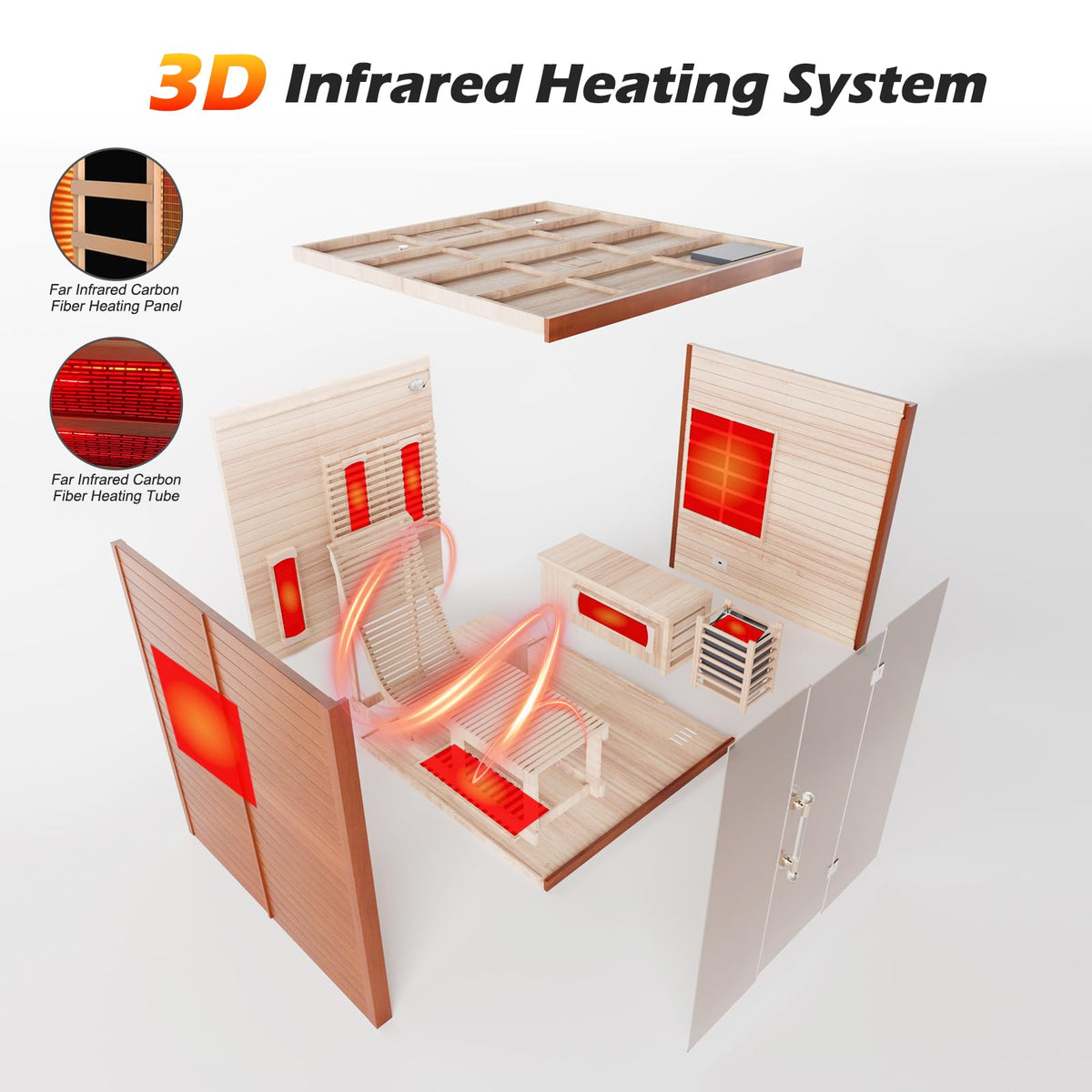 2 Person Infrared Saunas for Home with Recliner, 220V Traditional Sauna for Indoor Use, Canadian Ceder, Full Spectrum Sauna with 9 Heating Panels (Cedar)