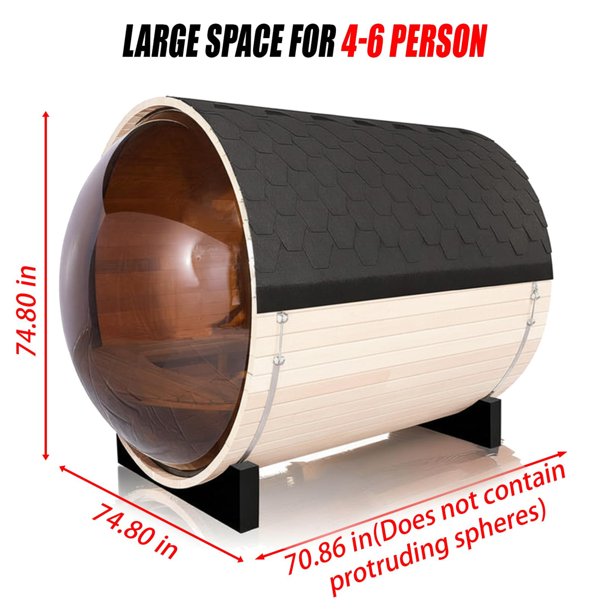 Panoramic Outdoor Sauna,Canadian Cedar 4-6 Person Steam Saunas
