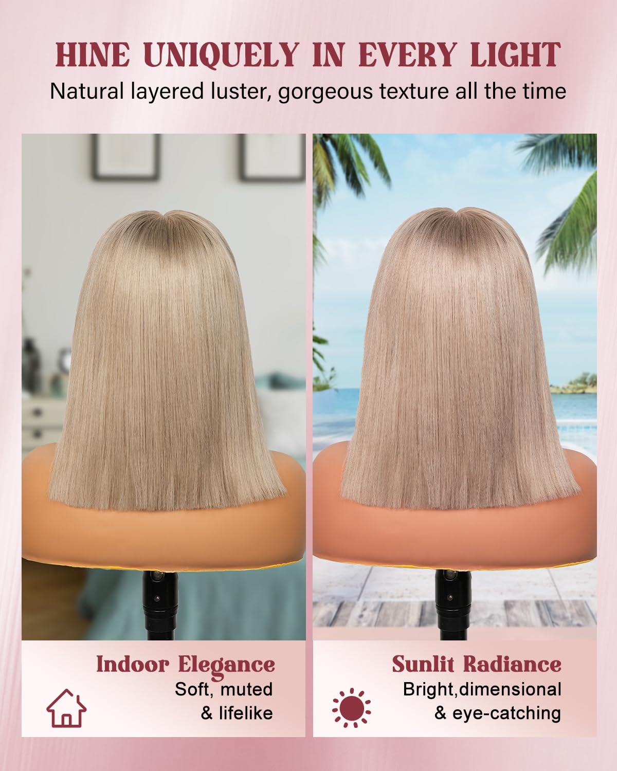 Alididi Ash Blonde Bob Wig Human Hair 13x6 Hd Lace Frontal Short Straight Lace Front Bob Wigs For Women Human Hair Pre Plucked 180% Density 10 Inch