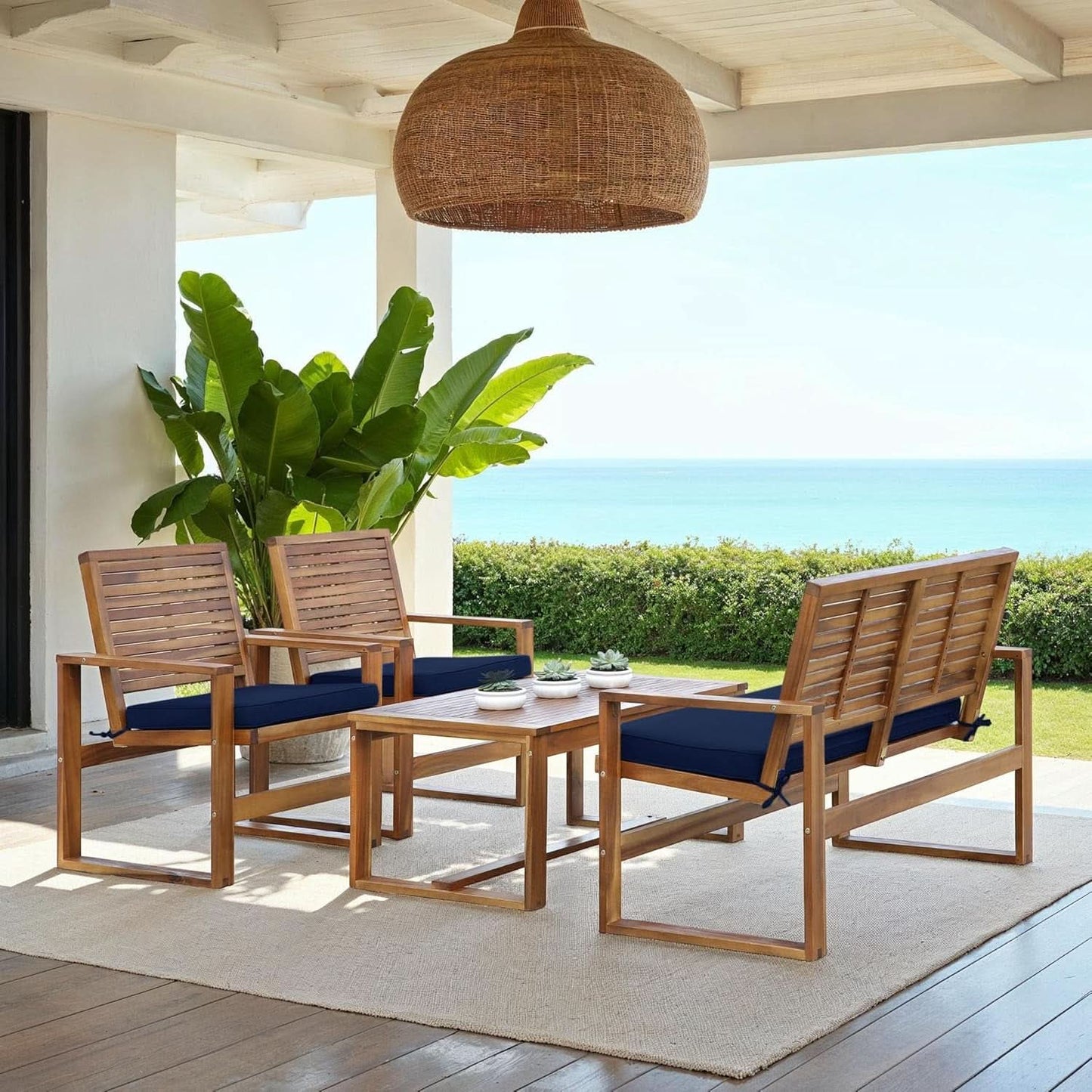 Acacia Patio Furniture Set for Outdoor Dining Comfort