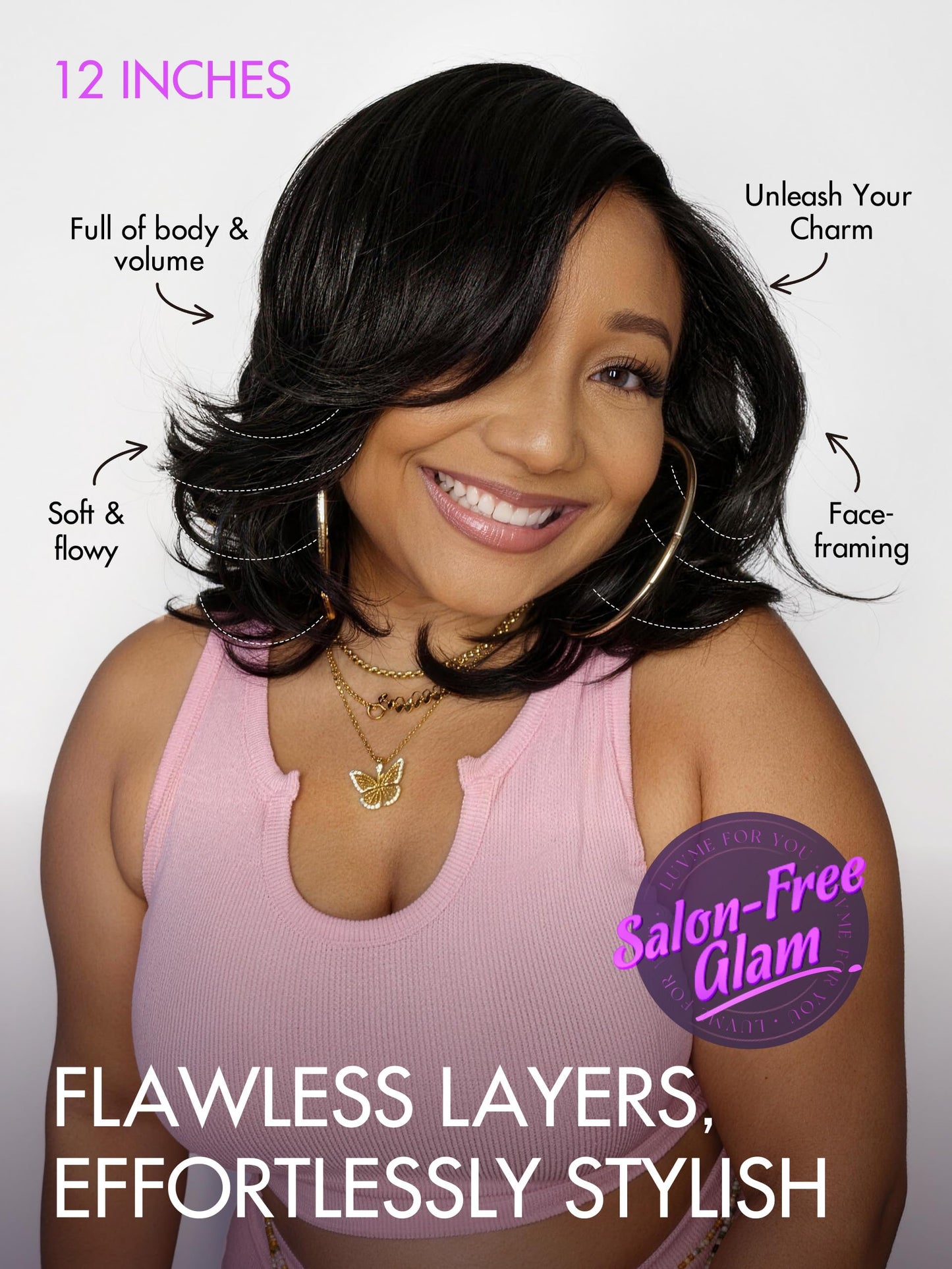 LUVME HAIR 12" Curly Bob Glueless with Blonde Highlights Wigs Human Hair | Without Spray Wigs Pre Plucked Pre Cut Undetectable HD Lace No-Glue Need Protective Wig Short Ready to Go Wig 180 Density