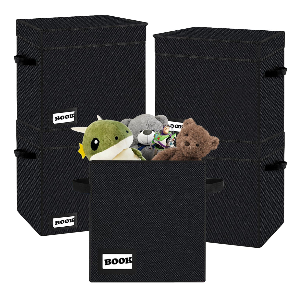 Comic Book Storage Box, 15.8" X 7.8" X 11.8", Heavy Duty Collapsible Holds 160-180 Comic Book Bin Container Holder Shelf (Cartoon Bombs)