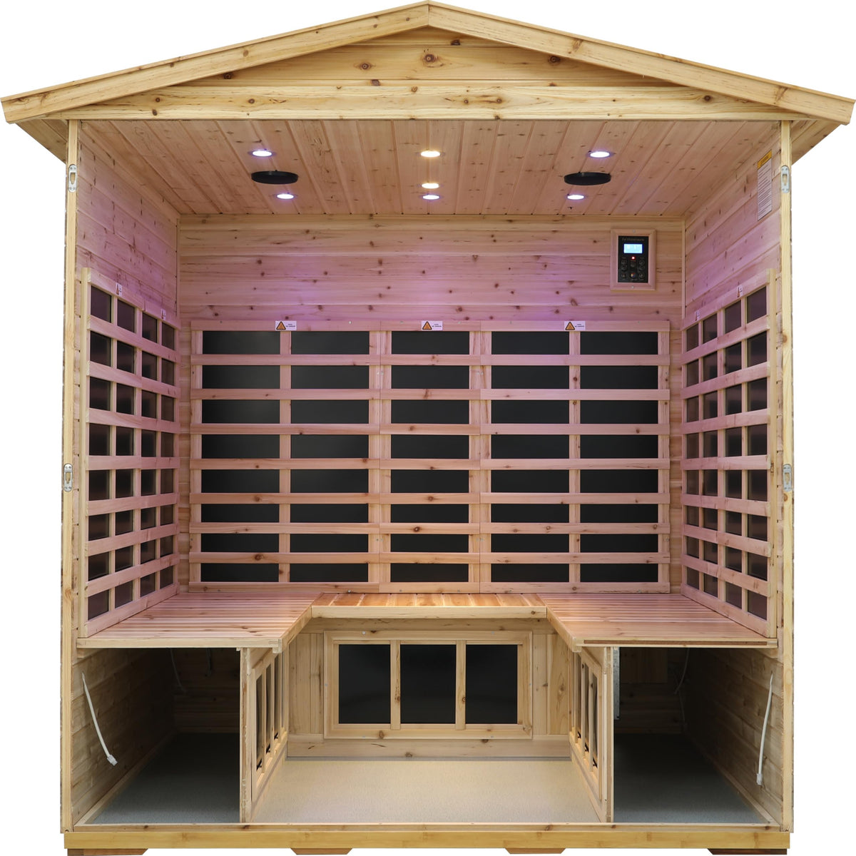 LTCCDSS Ultra-Low EMF Outdoor Infrared Sauna 2 Person, Composite Wood Far Infrared Sauna for Home, EMF 0.1-1mG, Bluetooth & Chromotherapy