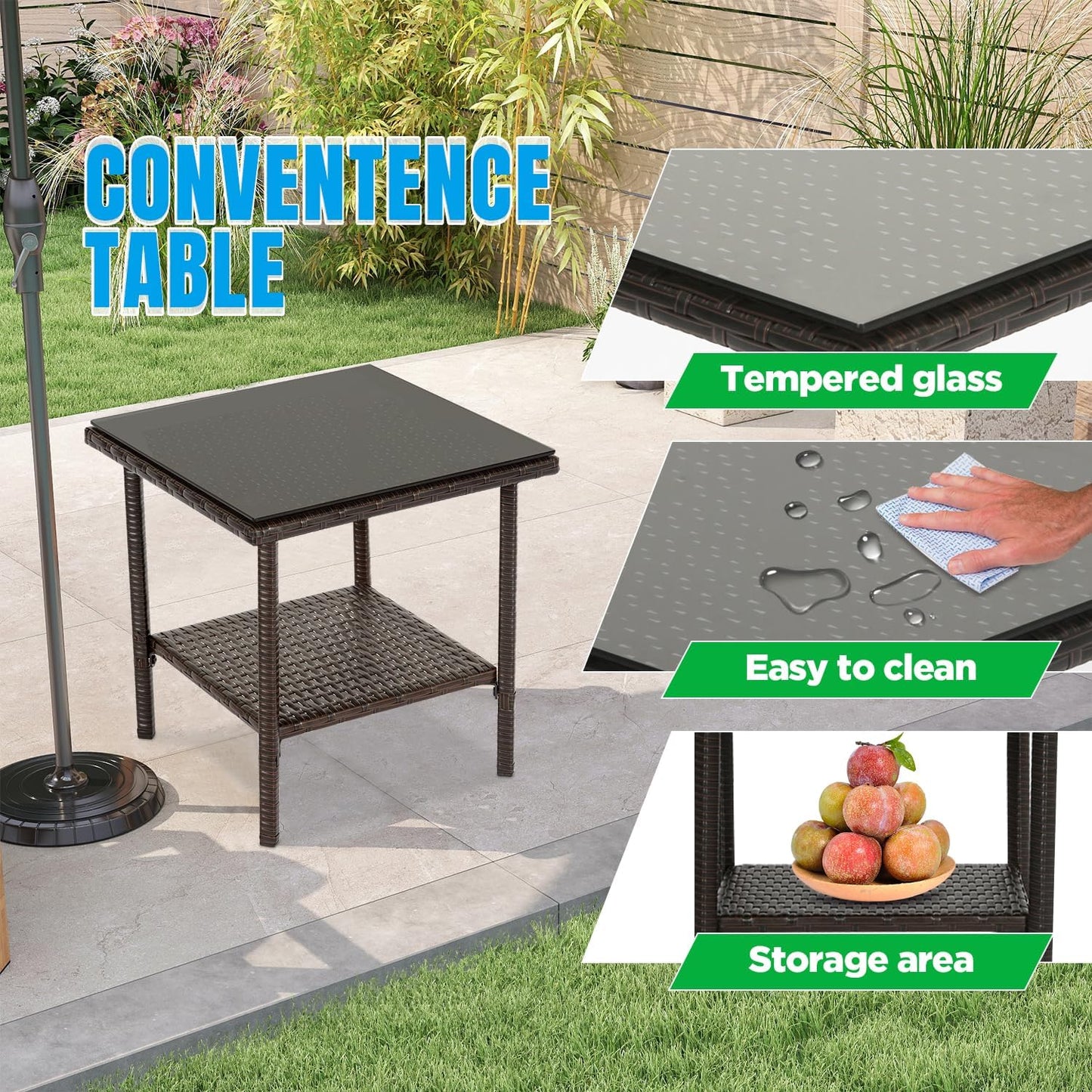 FDW 4-Piece Patio Furniture Set | Black | Outdoor Wicker Furniture | with Coffee Table | Modern Rattan Chairs Conversation Set | Outdoor Seating | Weather-Resistant | for Porch, Garden, Lawn