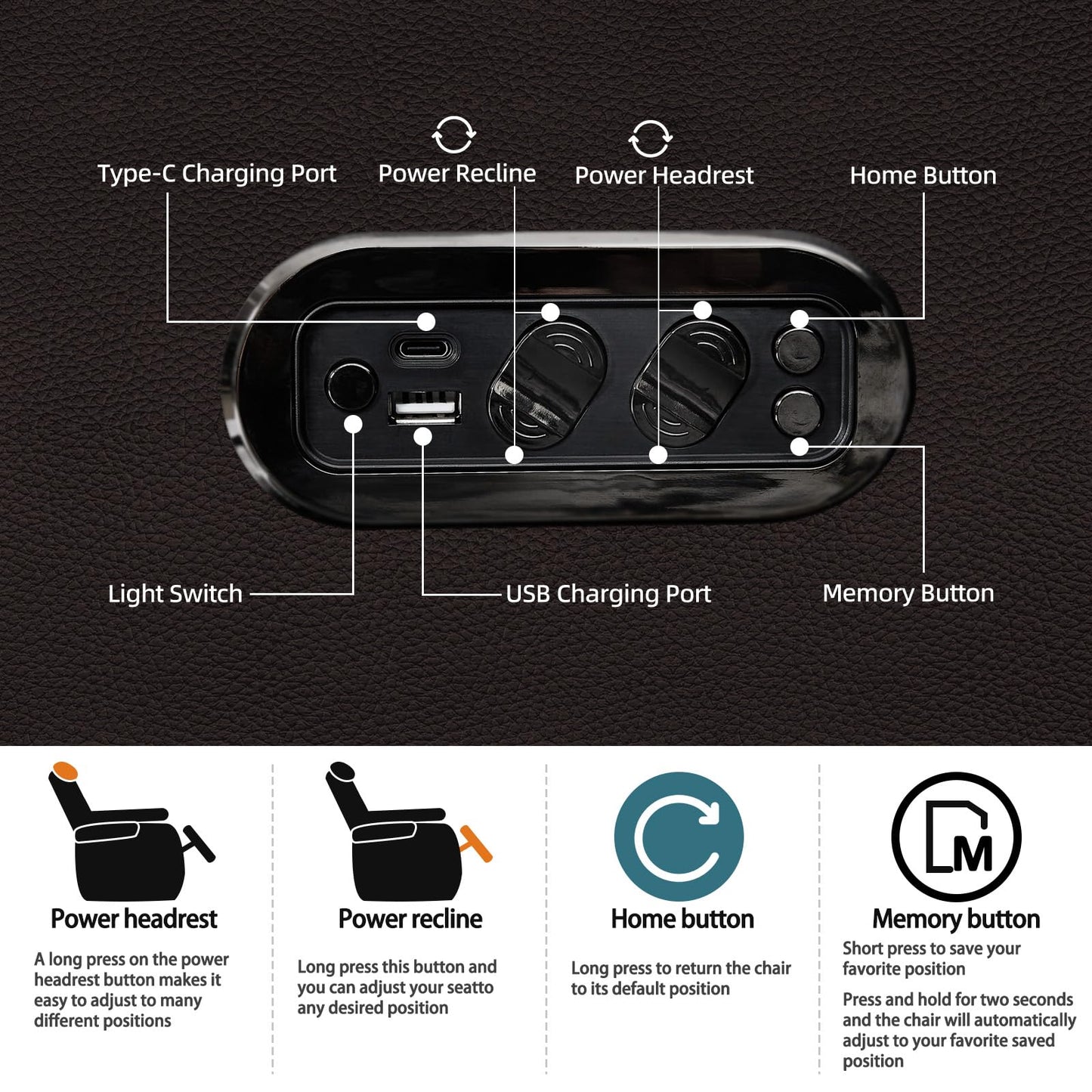comfiroom Top-Grain Leather Home Theater Seating, Dual-Motor Power Recliner | Classic Series Black Zero Gravity Motorized Theater Chair with USB-C Charging, Adjustable Headrest, Tray Table, Row of 1