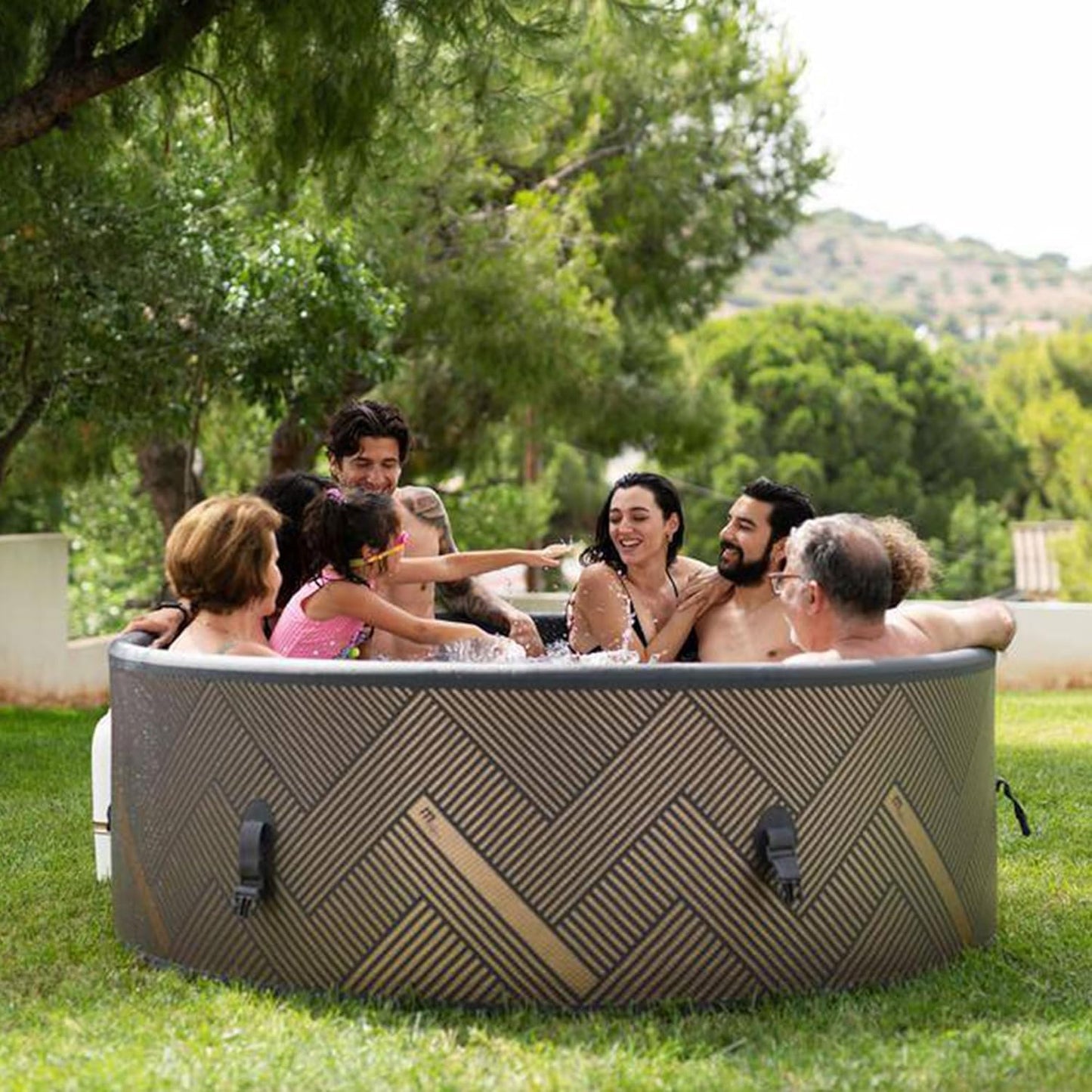 MSpa 6-Person Inflatable Hot Tub, Round Bubble Massage Spa, Champagne Gold | 138 Air Jets, Heats to 104F, 2200W PTC Heater, Drop-Stitch Walls, WiFi App Control, Auto-Filtration, All-in-One Control Box