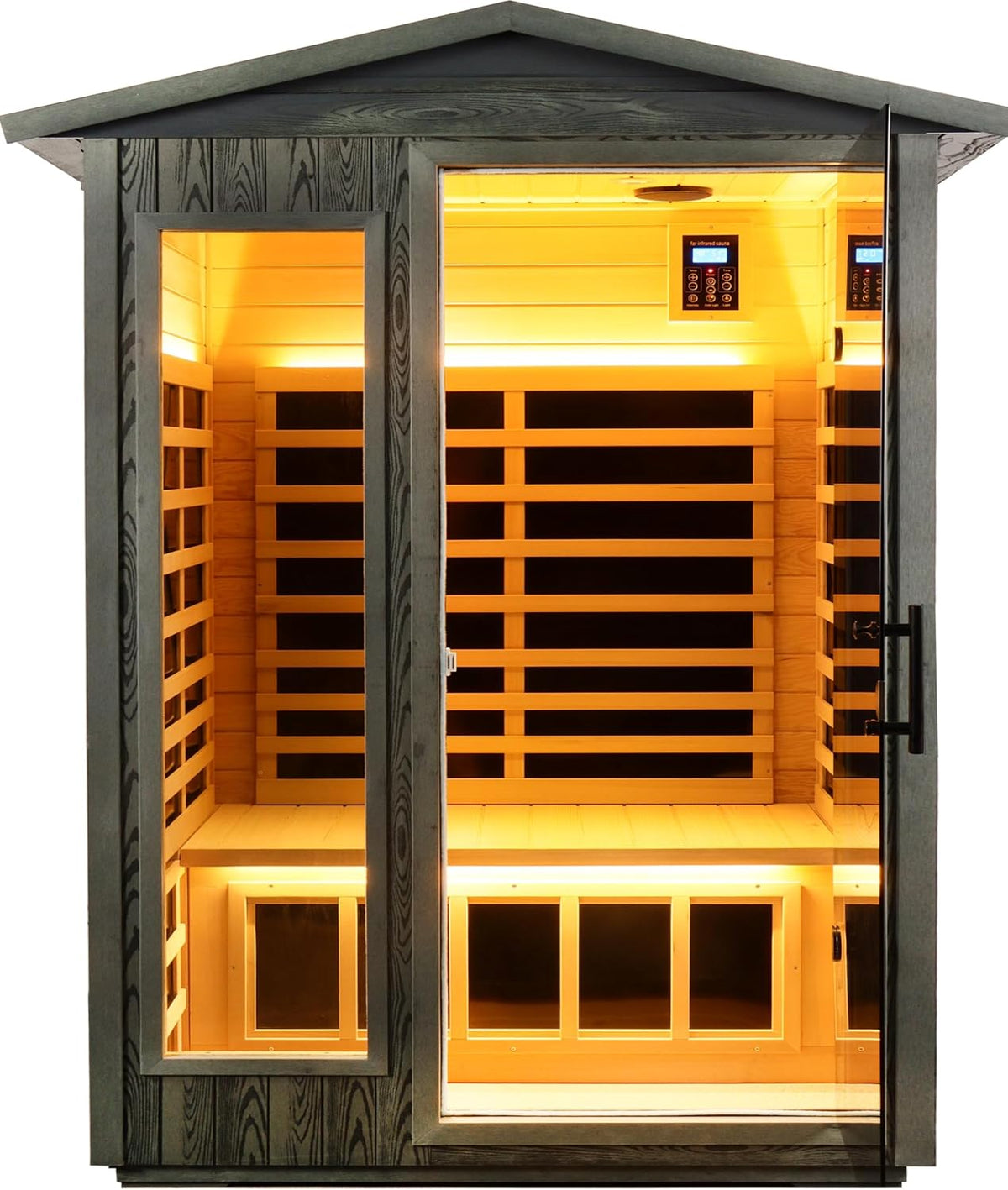 LTCCDSS Ultra-Low EMF Outdoor Infrared Sauna 2 Person, Composite Wood Far Infrared Sauna for Home, EMF 0.1-1mG, Bluetooth & Chromotherapy