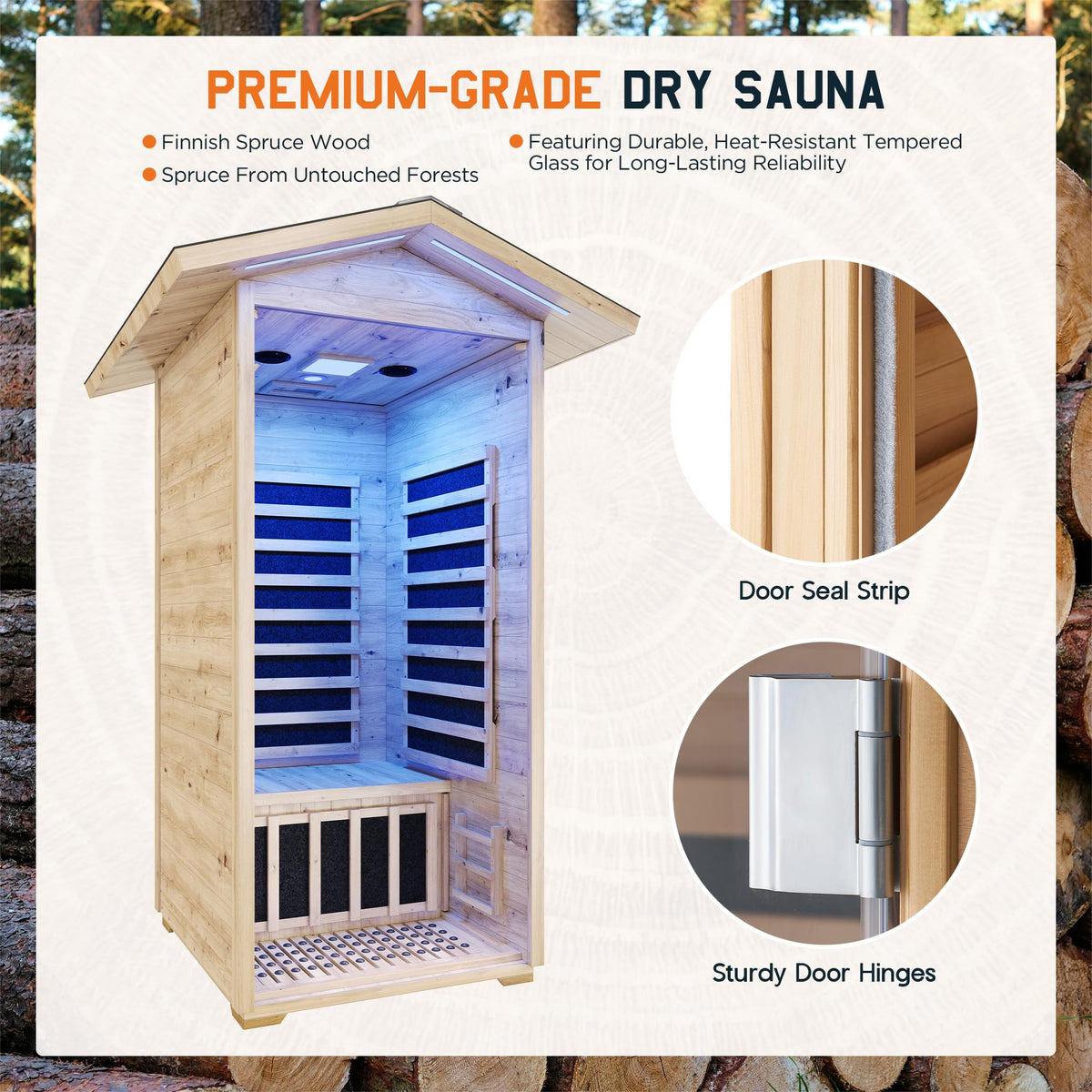Albott 4 Person Infrared Sauna with 7-Color Light Therapy, Low EMF 2145W