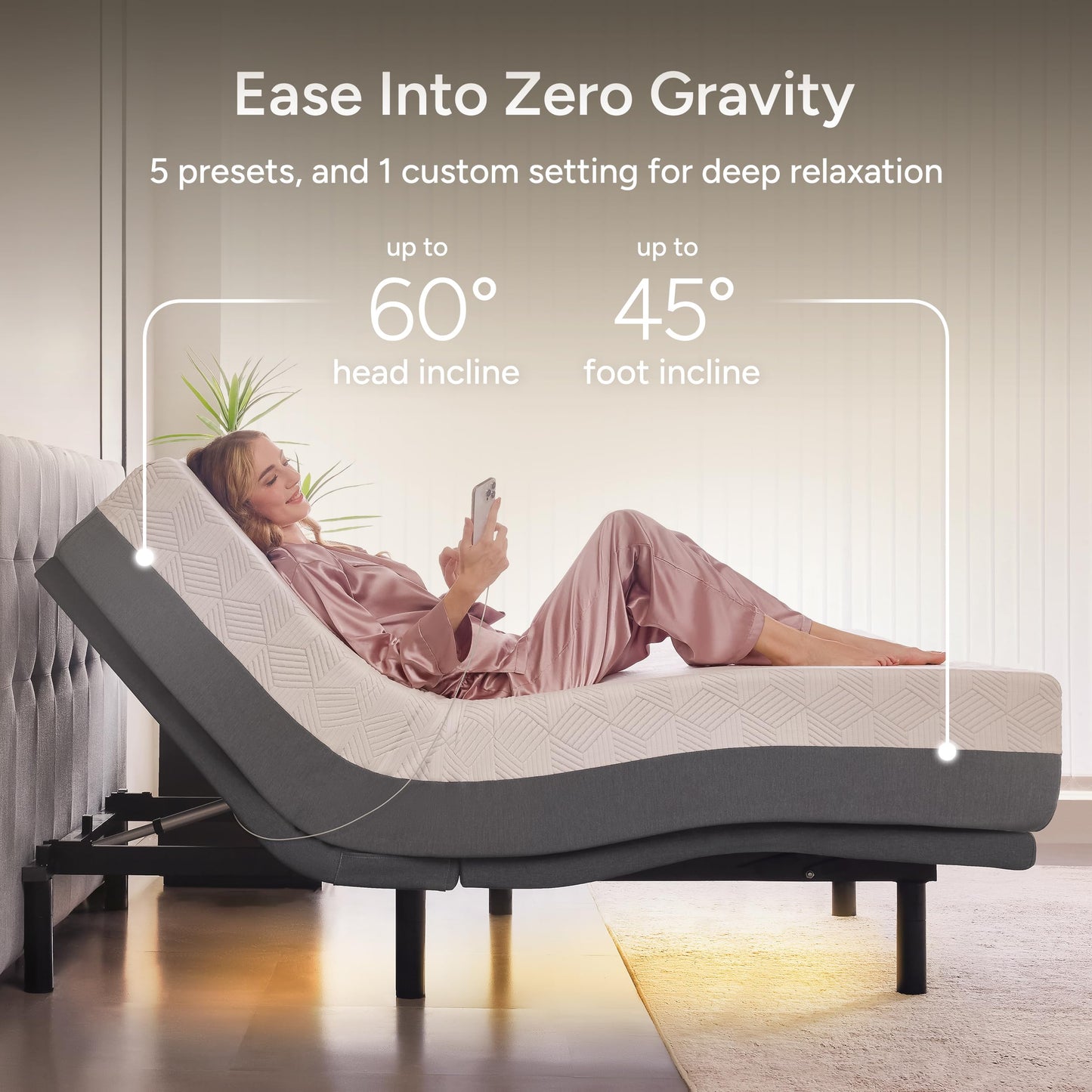 SF Full Size Adjustable Bed Frame with Mattress - 12" Hybrid Memory Foam - Electric Massage - Wireless Remote for Head & Foot Incline - Zero Gravity - Underbed Night Lights & 4 USB Ports