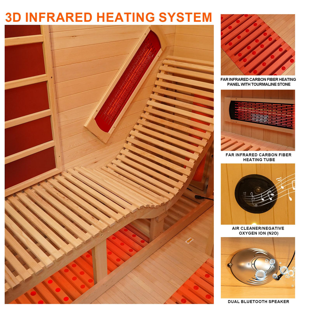 2 Person Infrared Saunas for Home with Recliner, 220V Traditional Sauna for Indoor Use, Canadian Ceder, Full Spectrum Sauna with 9 Heating Panels (Cedar)