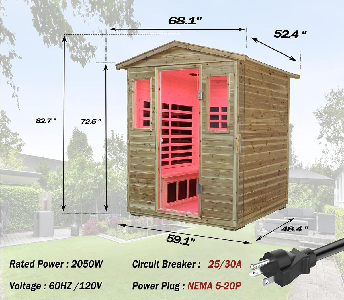 LTCCDSS Full Spectrum Outdoor Sauna 4 Person, Far Infrared, Low EMF, Chromotherapy & Bluetooth