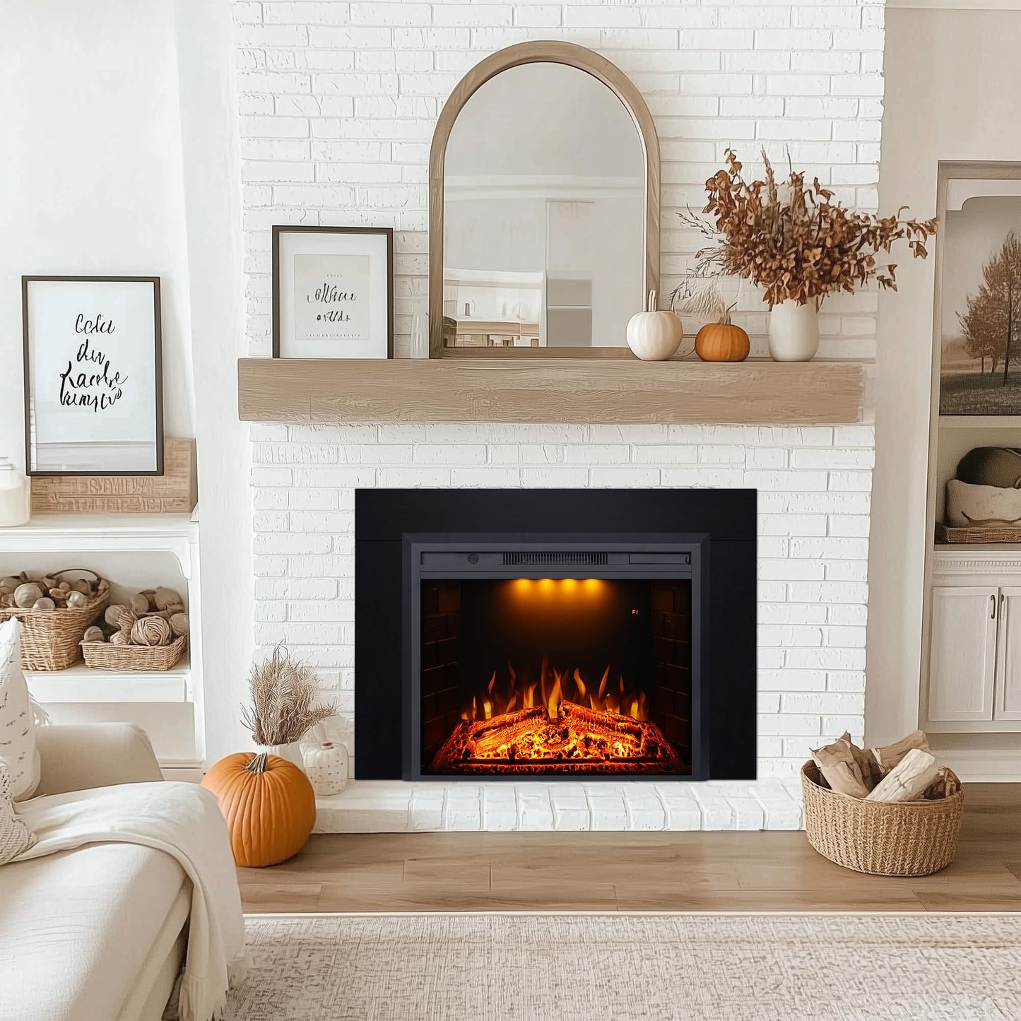 Valuxhome 40” W Electric Fireplace Insert with Log Speaker for Crackling Sound, 750W(Low)/1500W(high) for Heating, Independent Function for Heating and Changing Colors, Overheating Protection