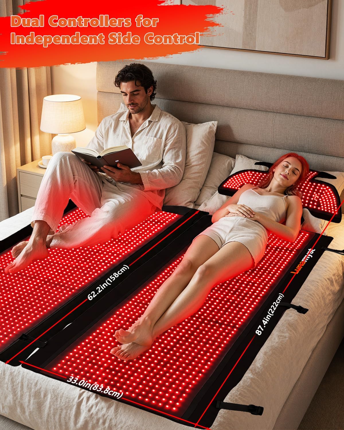 Red Light Therapy Mat Full Body 87.4" x 33", 2874 LEDs, 660/850nm | FSA&HSA Eligible, skin-friendly TPU surface, 2874 3-in-1 LED chips for back, legs, joints and daily wellness routines