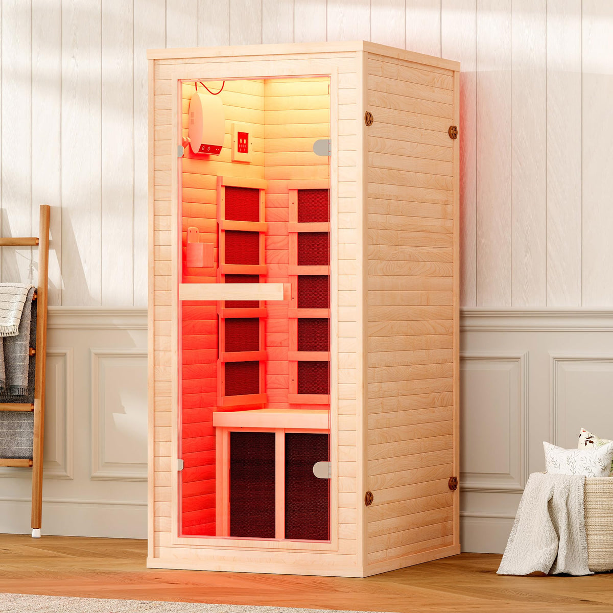 Albott 4 Person Infrared Sauna with 7-Color Light Therapy, Low EMF 2145W