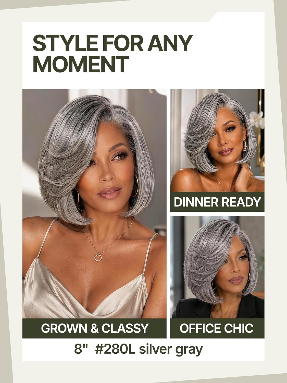 Short Straight Layered Bob Wig Glueless Wig for Black Women 8 Inch