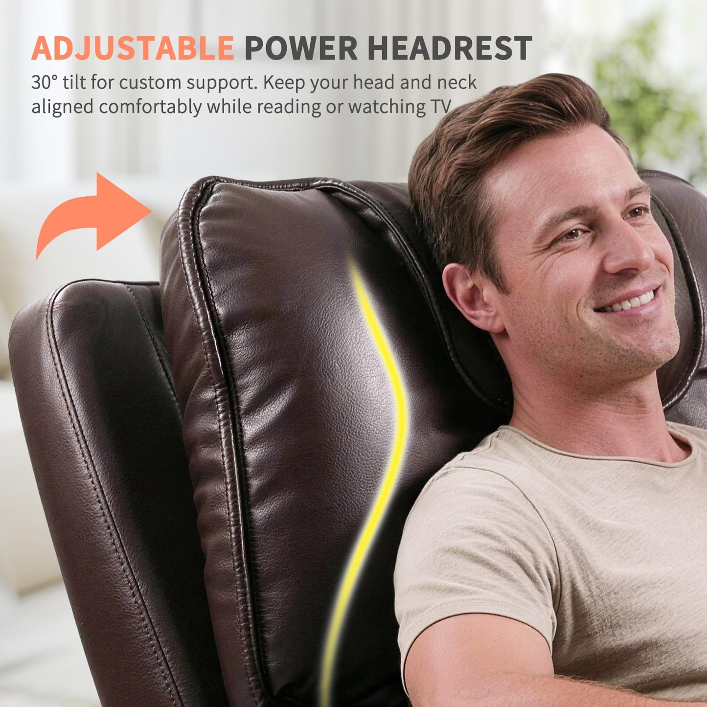 EONIX Triple Motor Lay Flat Zero Gravity Power Recliner, Cream White | Adjustable Headrest, Infinite Position, Lay Flat, USB Ports, 3.9" Footrest, Cup Holder, Living Room
